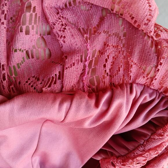 AEO Pink Bustier Lace Babydoll Dress Small removable padding adjustable straps - Picture 15 of 16